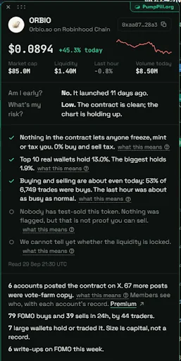 PumpPill: the Robinhood Chain token scanner using Blockscout data to serve AI assistants